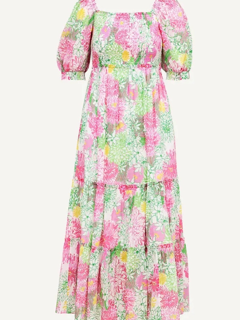 Lilly Pulitzer Hadly Short Slv Maxi Dress Sz XS NWT Color:Resort White Mum Patch